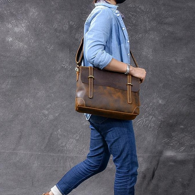 Brown Leather Handbag | AROHA - Image 14