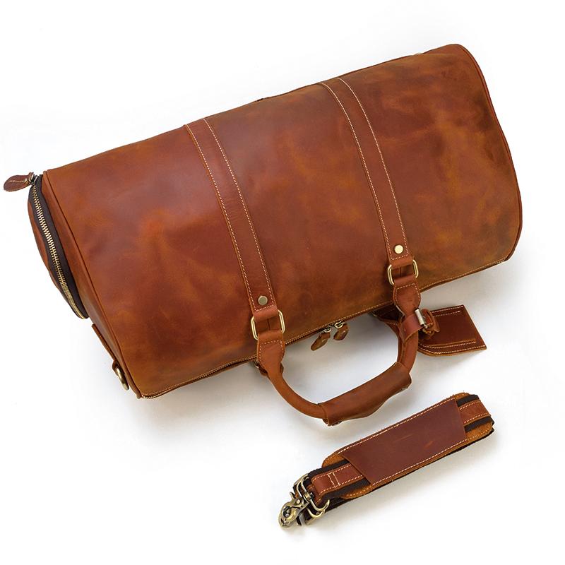 Brown Leather Duffle Bag | SALVADOR - Image 11