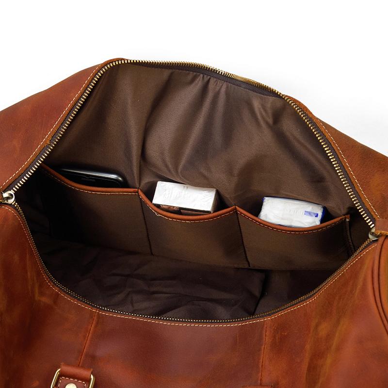 Brown Leather Duffle Bag | SALVADOR - Image 14