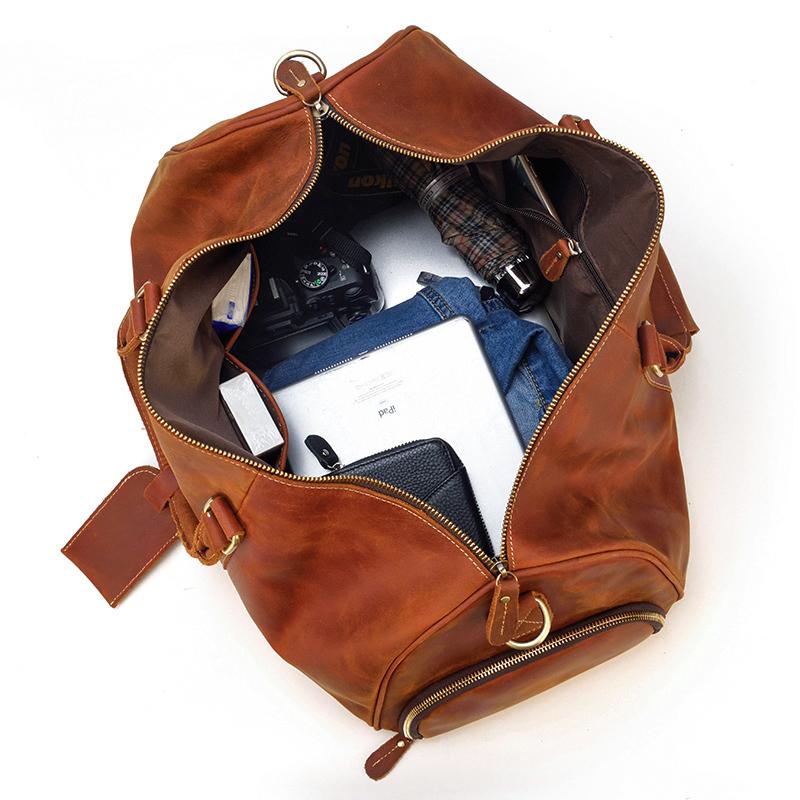 Brown Leather Duffle Bag | SALVADOR - Image 16