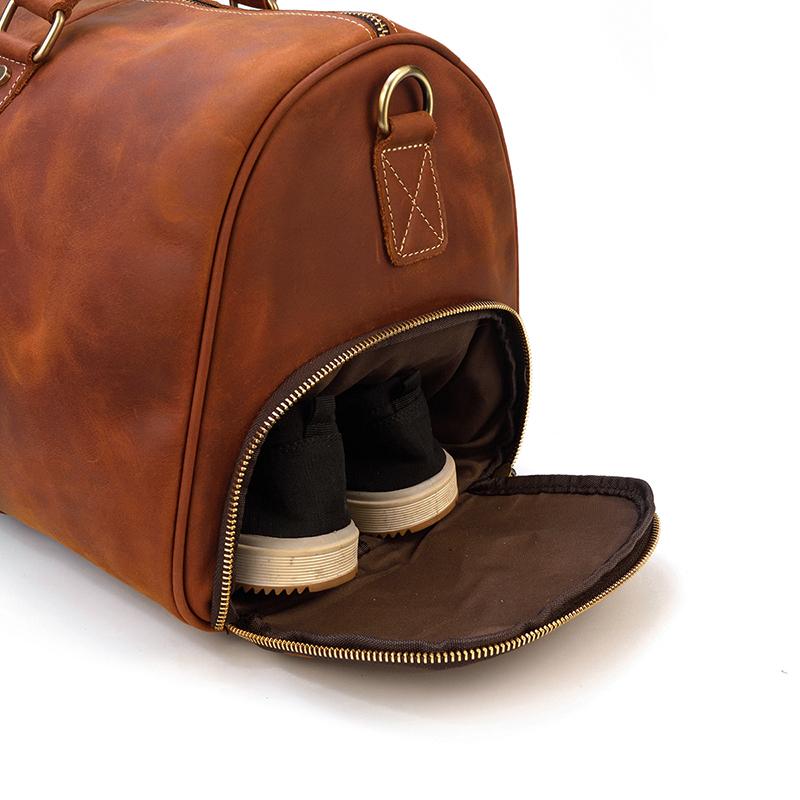 Brown Leather Duffle Bag | SALVADOR - Image 17