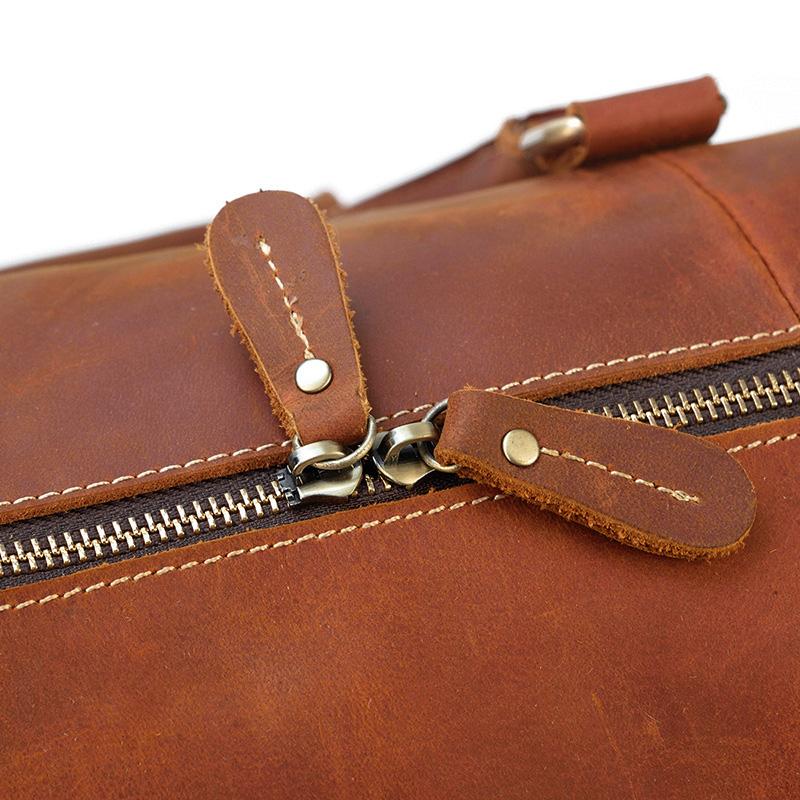 Brown Leather Duffle Bag | SALVADOR - Image 22