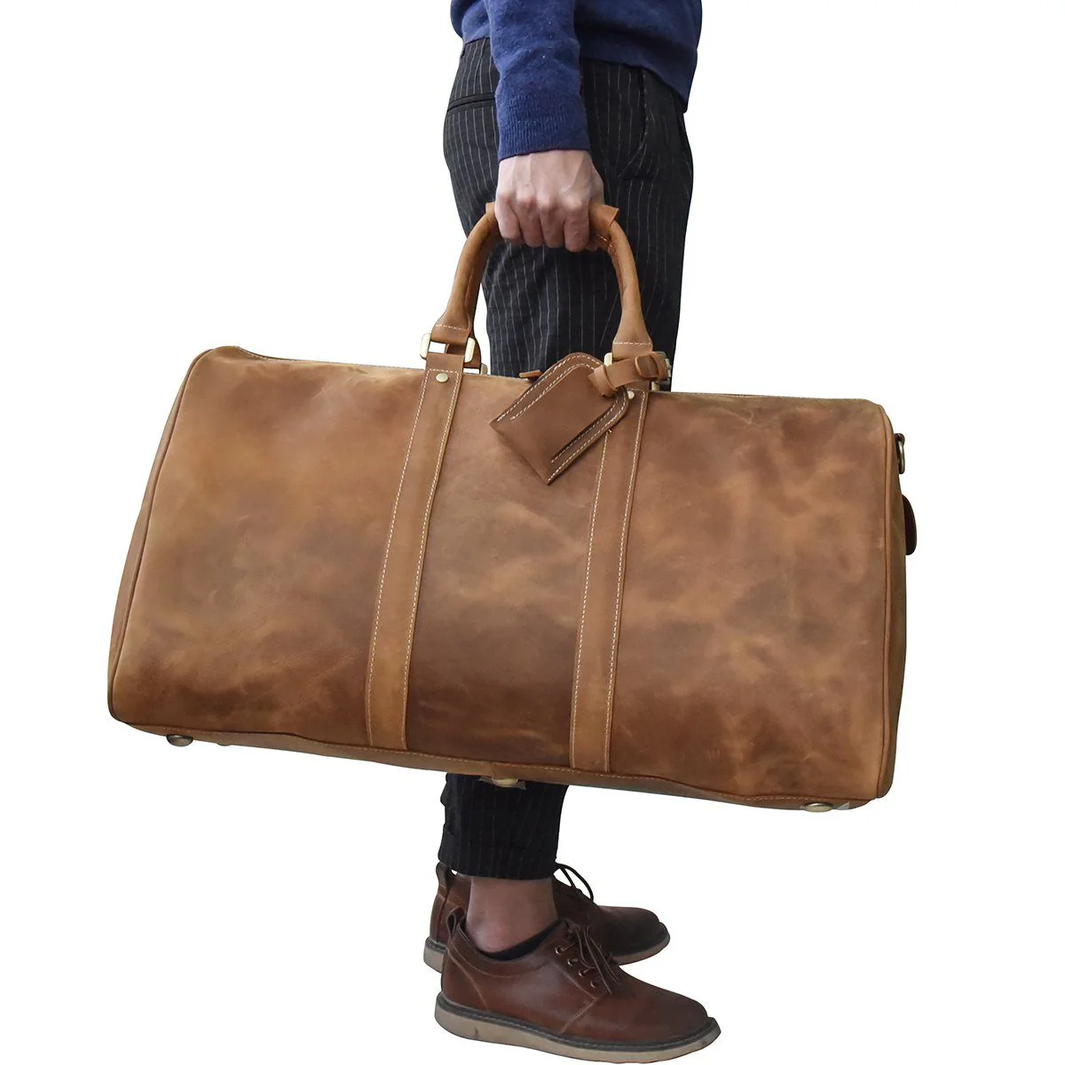 Brown Leather Holdall | SANTIAGO - Image 16