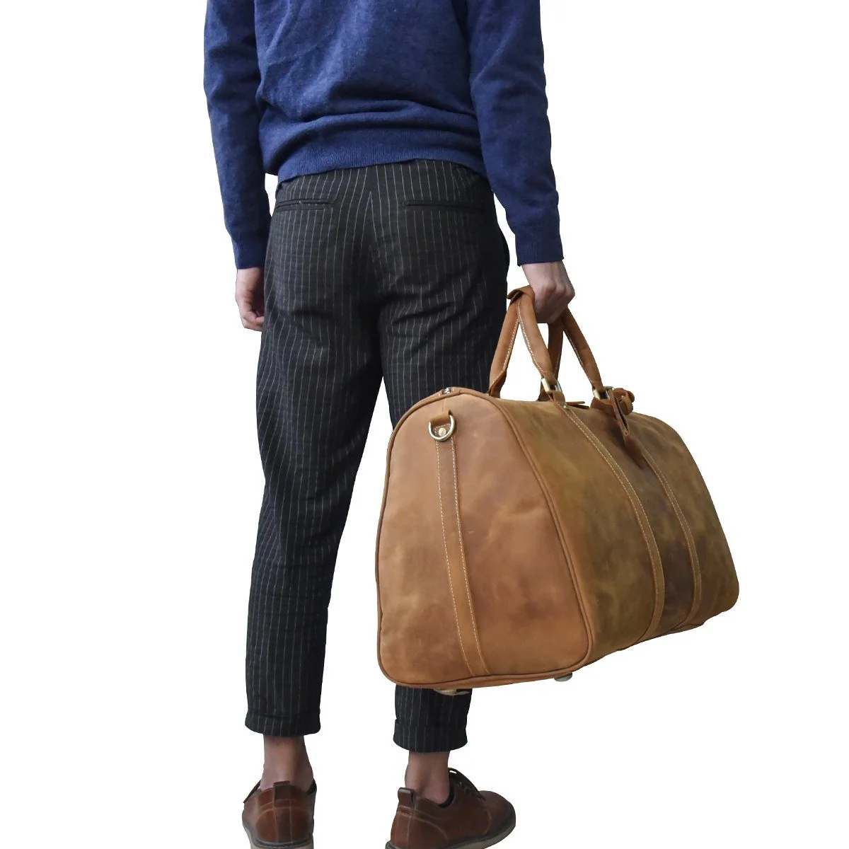 Brown Leather Holdall | SANTIAGO - Image 17