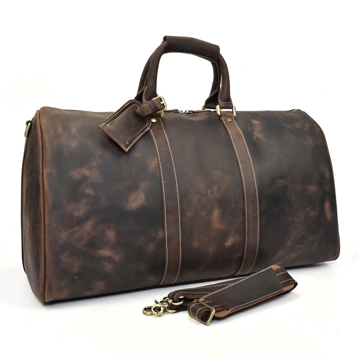 Brown Leather Holdall | SANTIAGO - Image 22