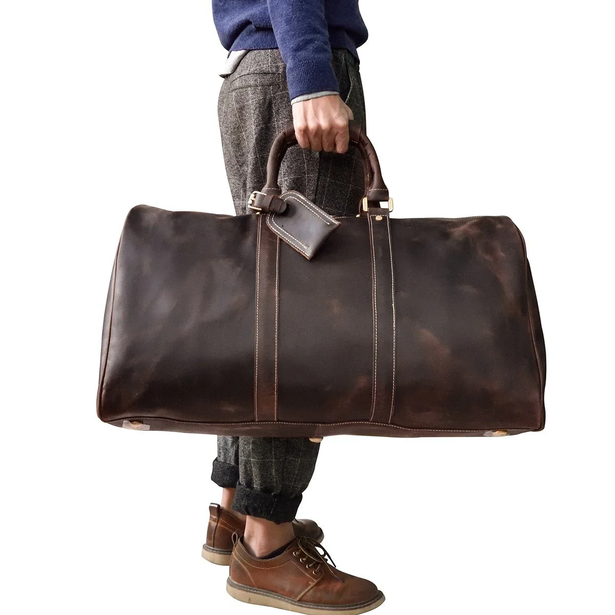 Brown Leather Holdall | SANTIAGO - Image 31