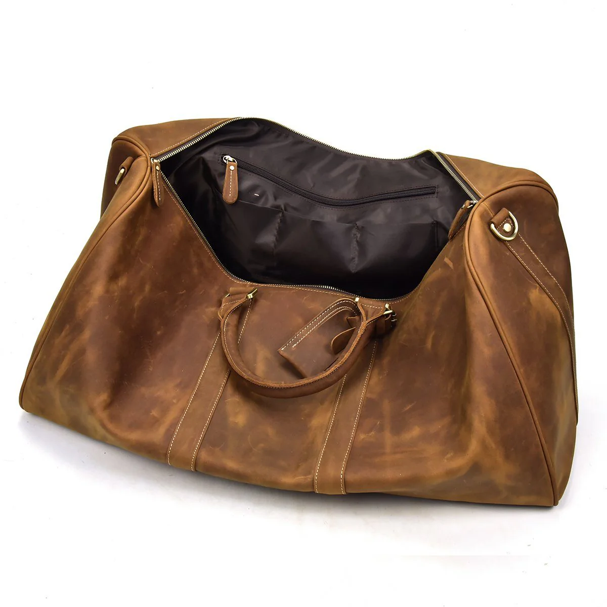 Brown Leather Holdall | SANTIAGO - Image 7