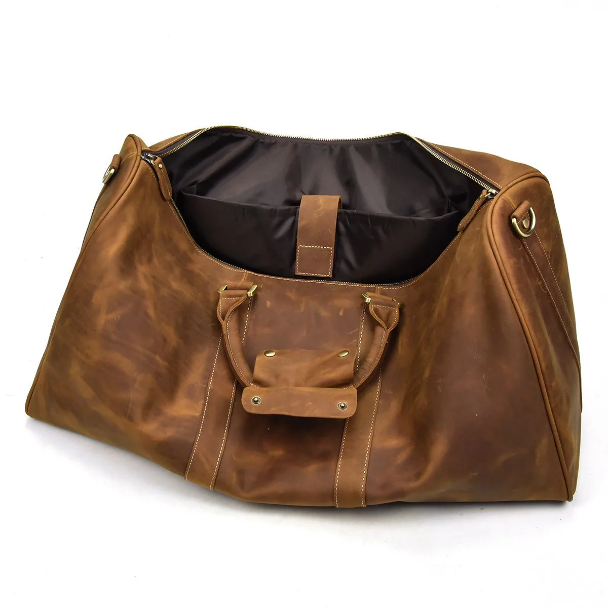 Brown Leather Holdall | SANTIAGO - Image 8