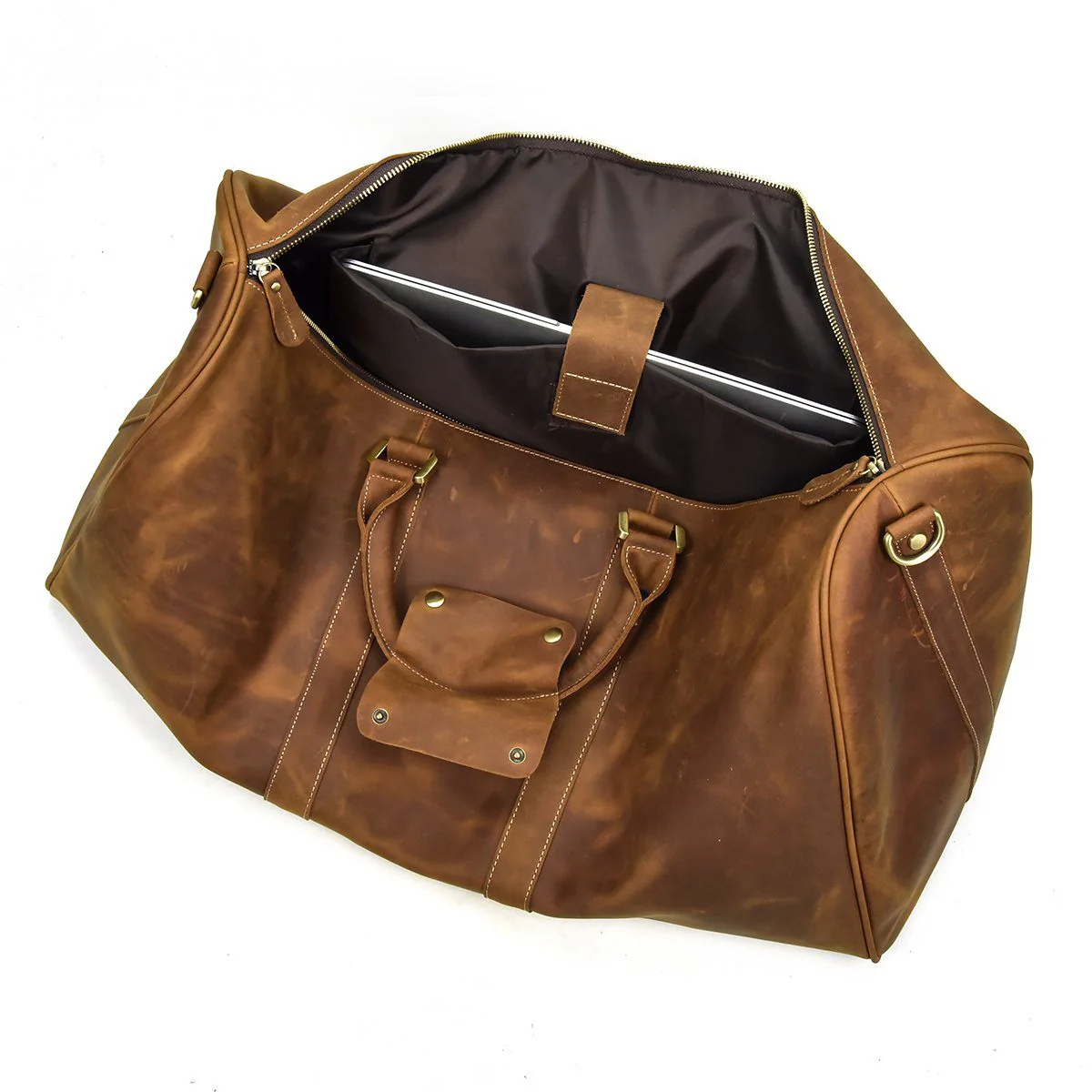 Brown Leather Holdall | SANTIAGO - Image 9