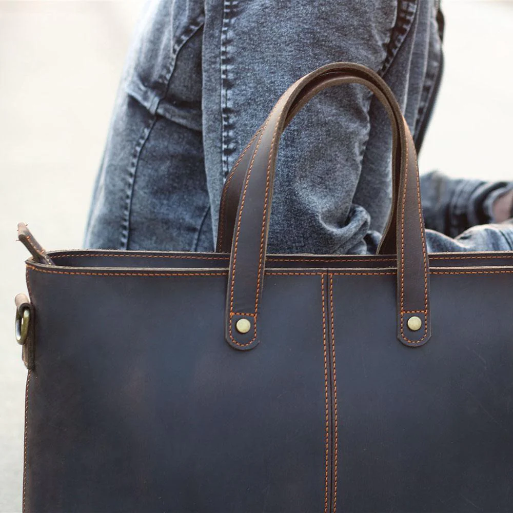 Brown Leather Tote Bag | AIKA - Image 26