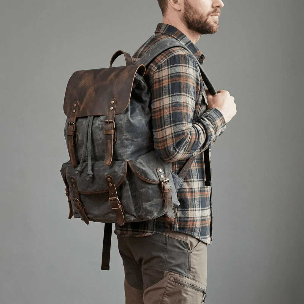 Canvas Leather Backpack | MALMÖ - Image 4