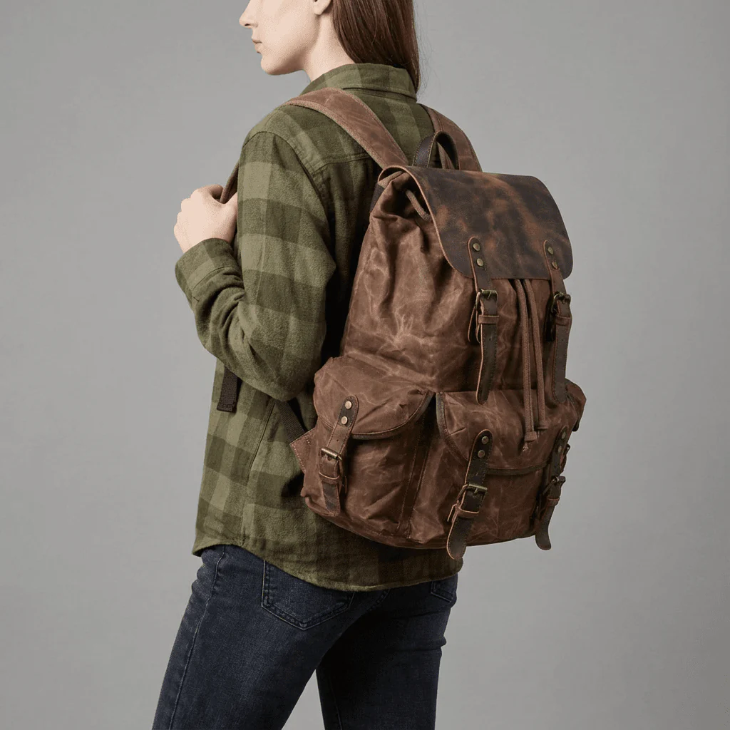 Canvas Leather Backpack | MALMÖ - Image 5