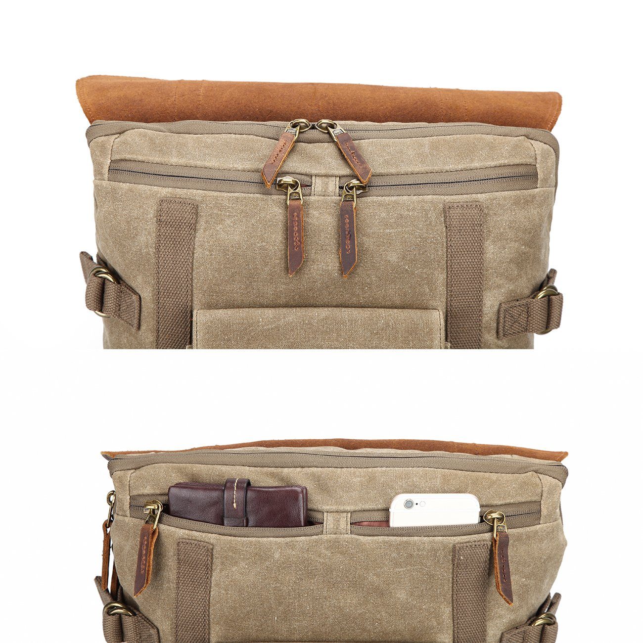 Canvas and Leather Camera Backpack | HALIBURTON - Image 12