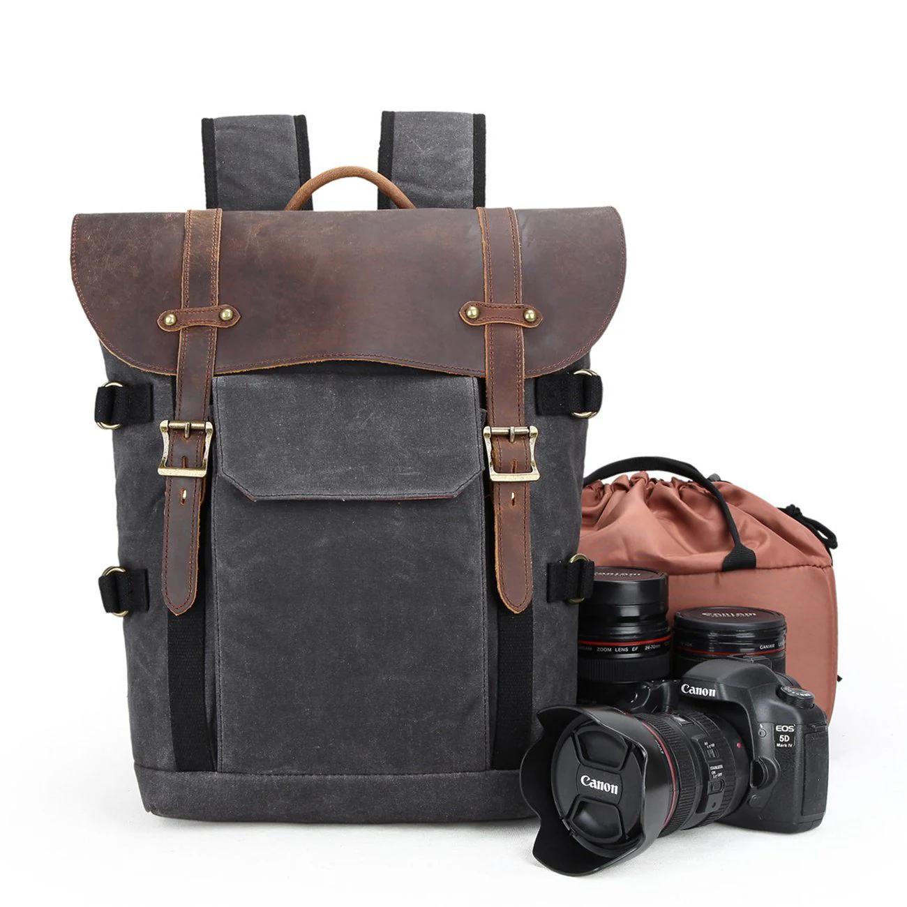 Canvas and Leather Camera Backpack | HALIBURTON - Image 5