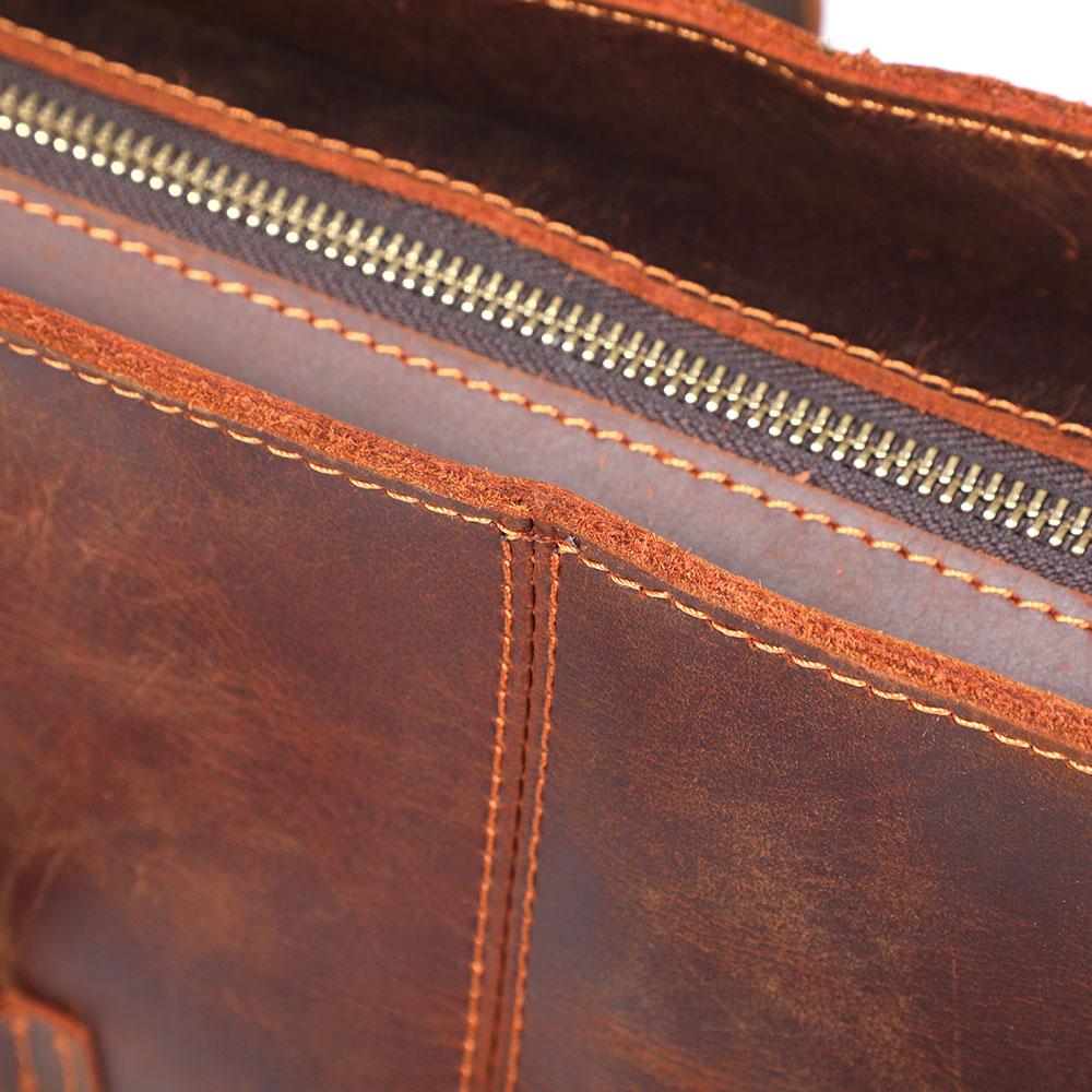 Coffee Leather Tote Bag | AURORA - Image 14