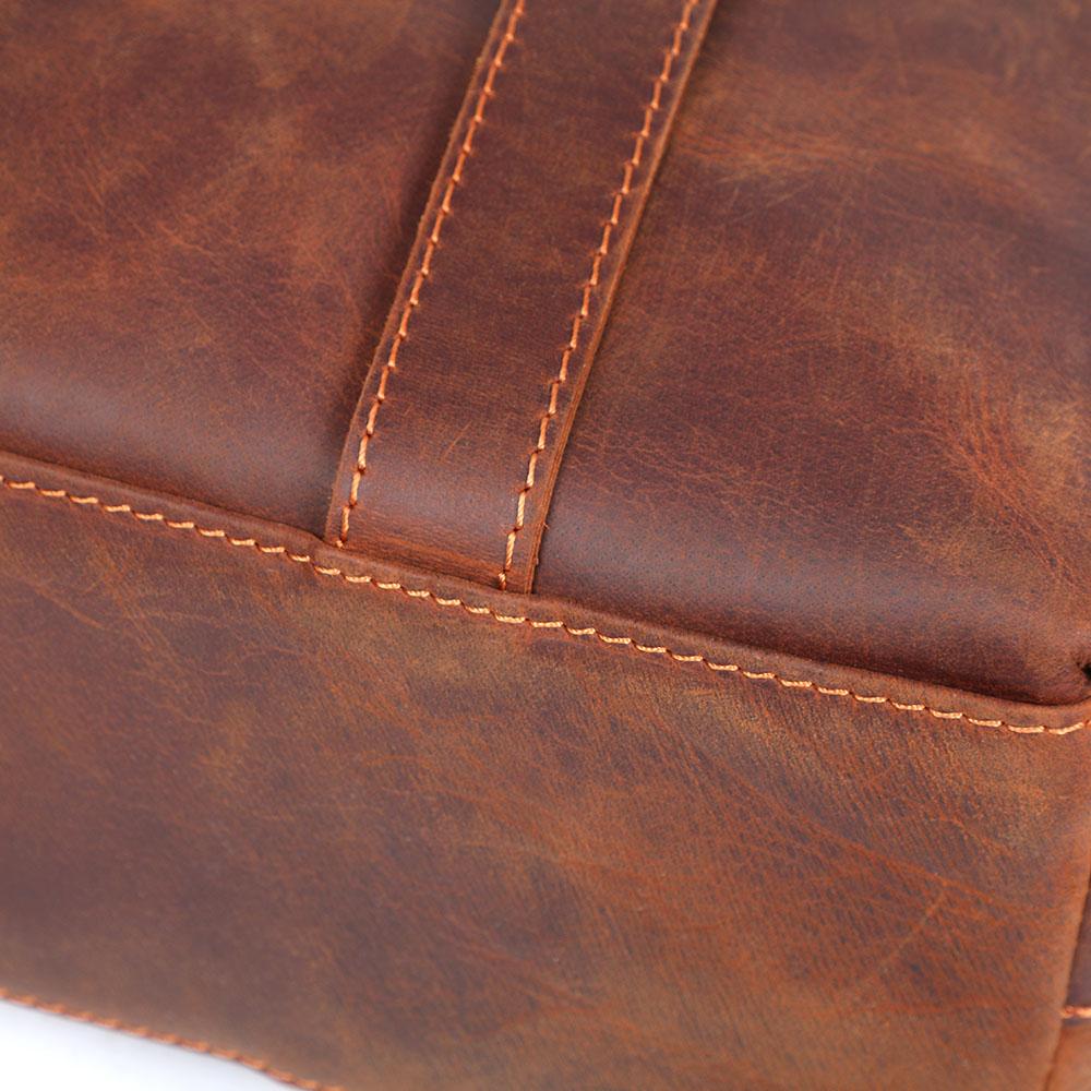 Coffee Leather Tote Bag | AURORA - Image 19