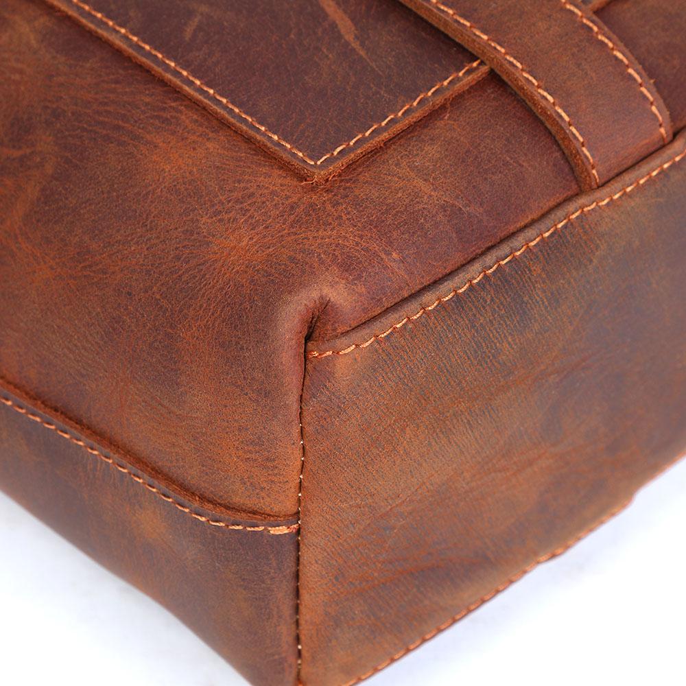 Coffee Leather Tote Bag | AURORA - Image 21
