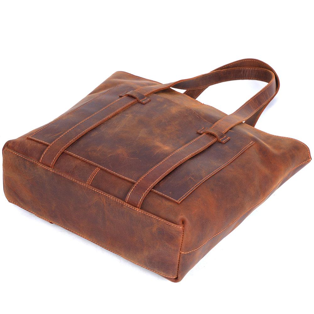 Coffee Leather Tote Bag | AURORA - Image 5