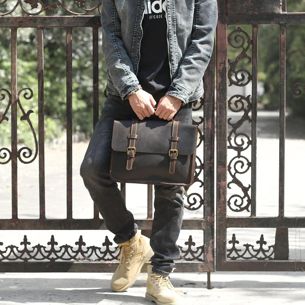 Leather Courier Bag | ZAINA - Image 25