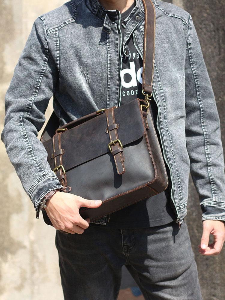 Leather Courier Bag | ZAINA - Image 26