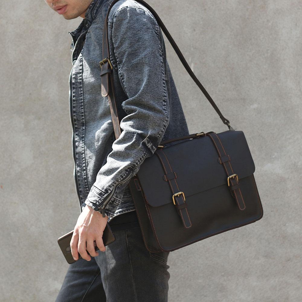 Leather Courier Bag | ZAINA - Image 27