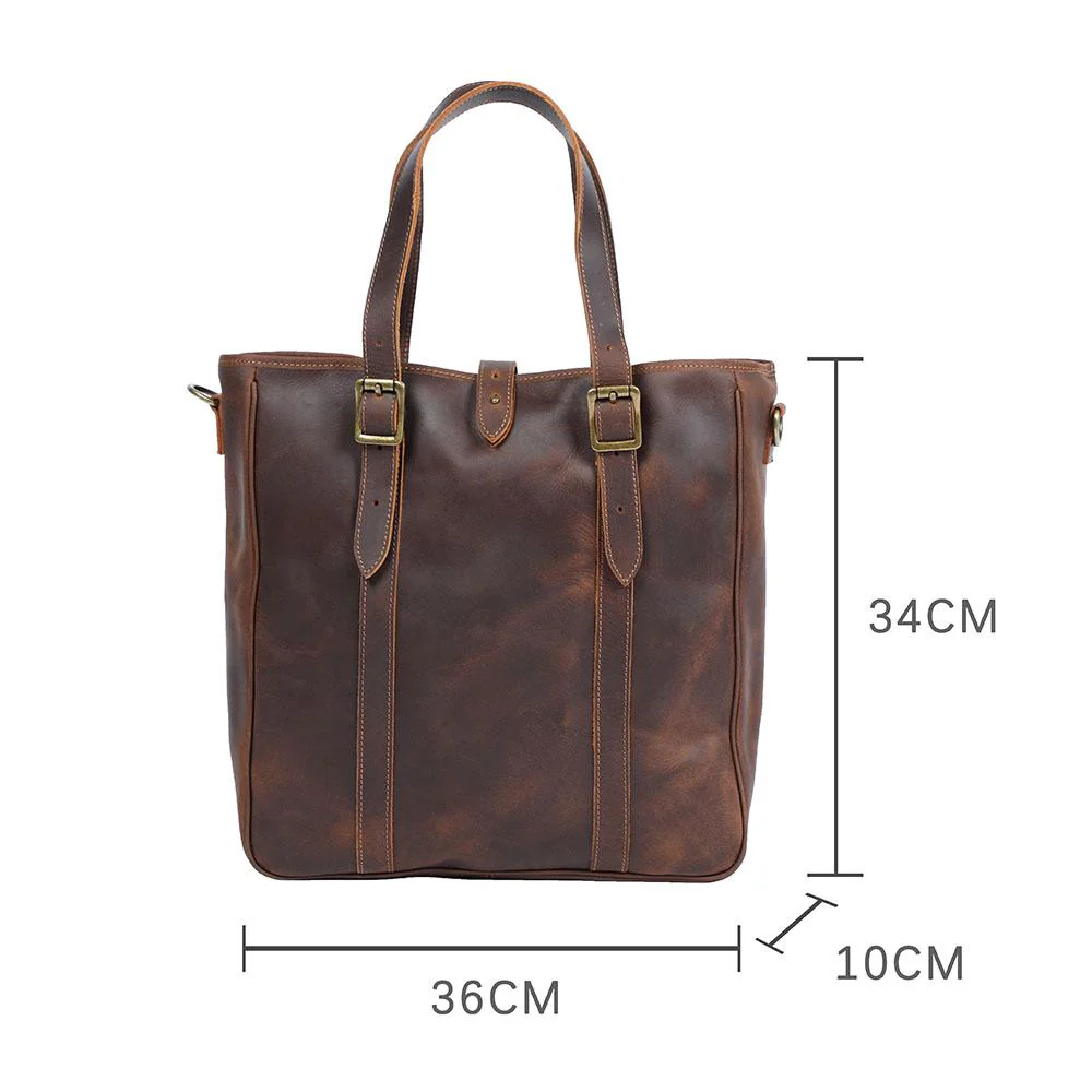 Vintage Leather Tote Bag | OLANA - Image 3
