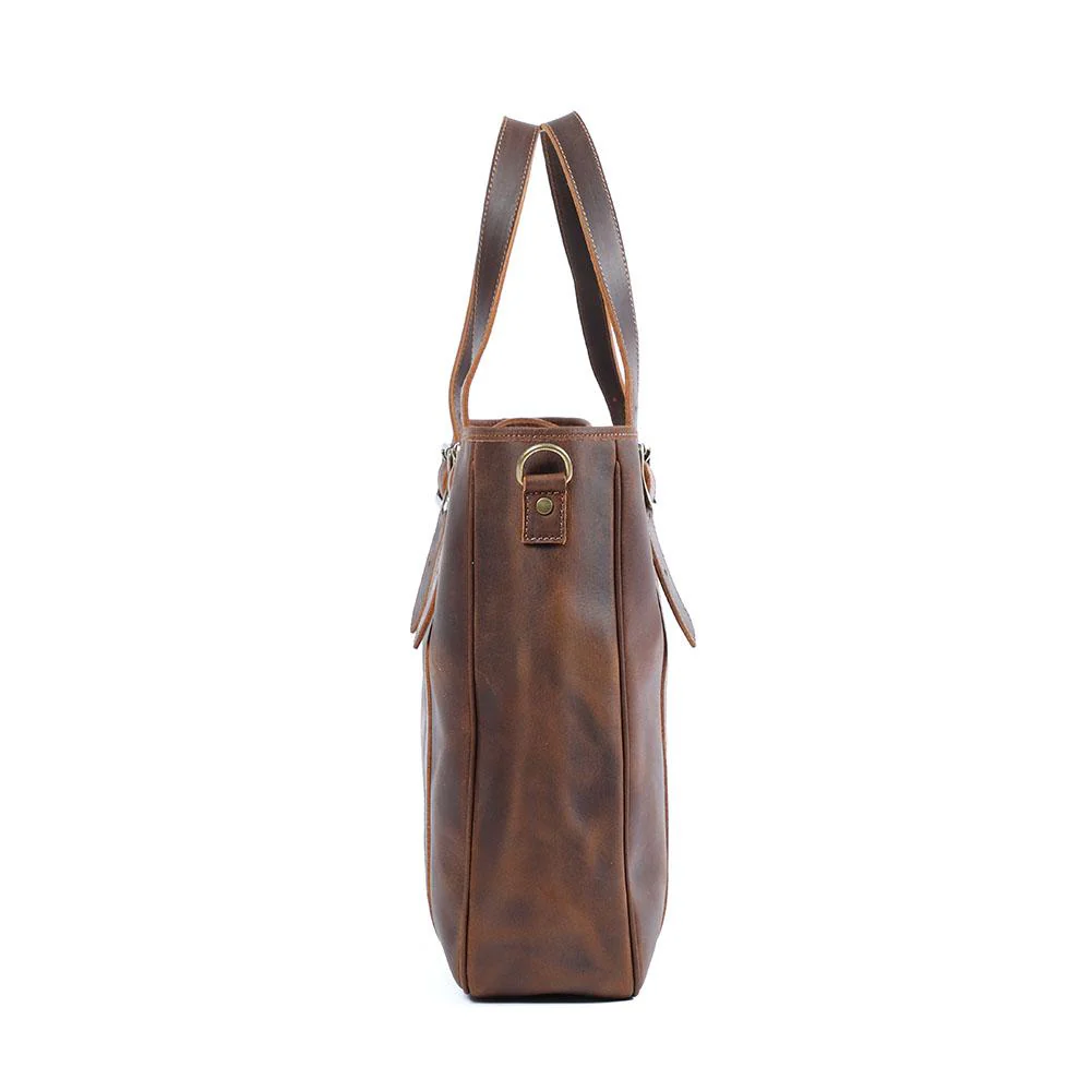 Vintage Leather Tote Bag | OLANA - Image 5