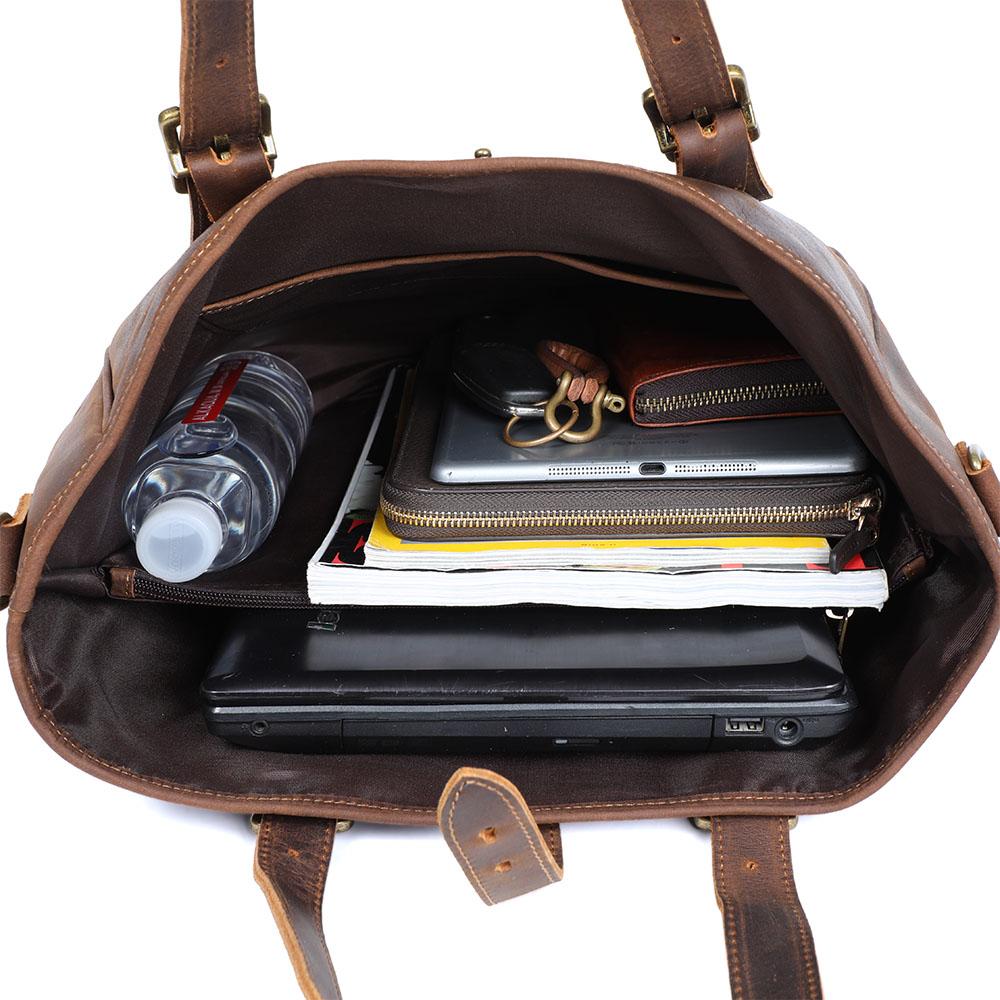 Vintage Leather Tote Bag | OLANA - Image 9